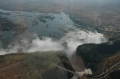 Falls from the air with bridge and hotel